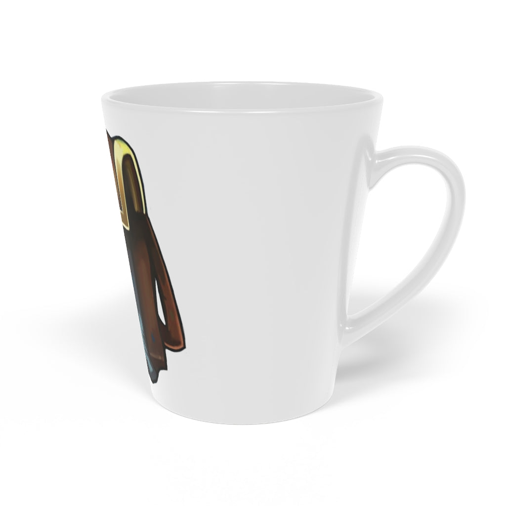 Brown Bag Latte Mug, 12oz, featuring a durable white ceramic body and an easy-grip handle, perfect for personalized beverages.