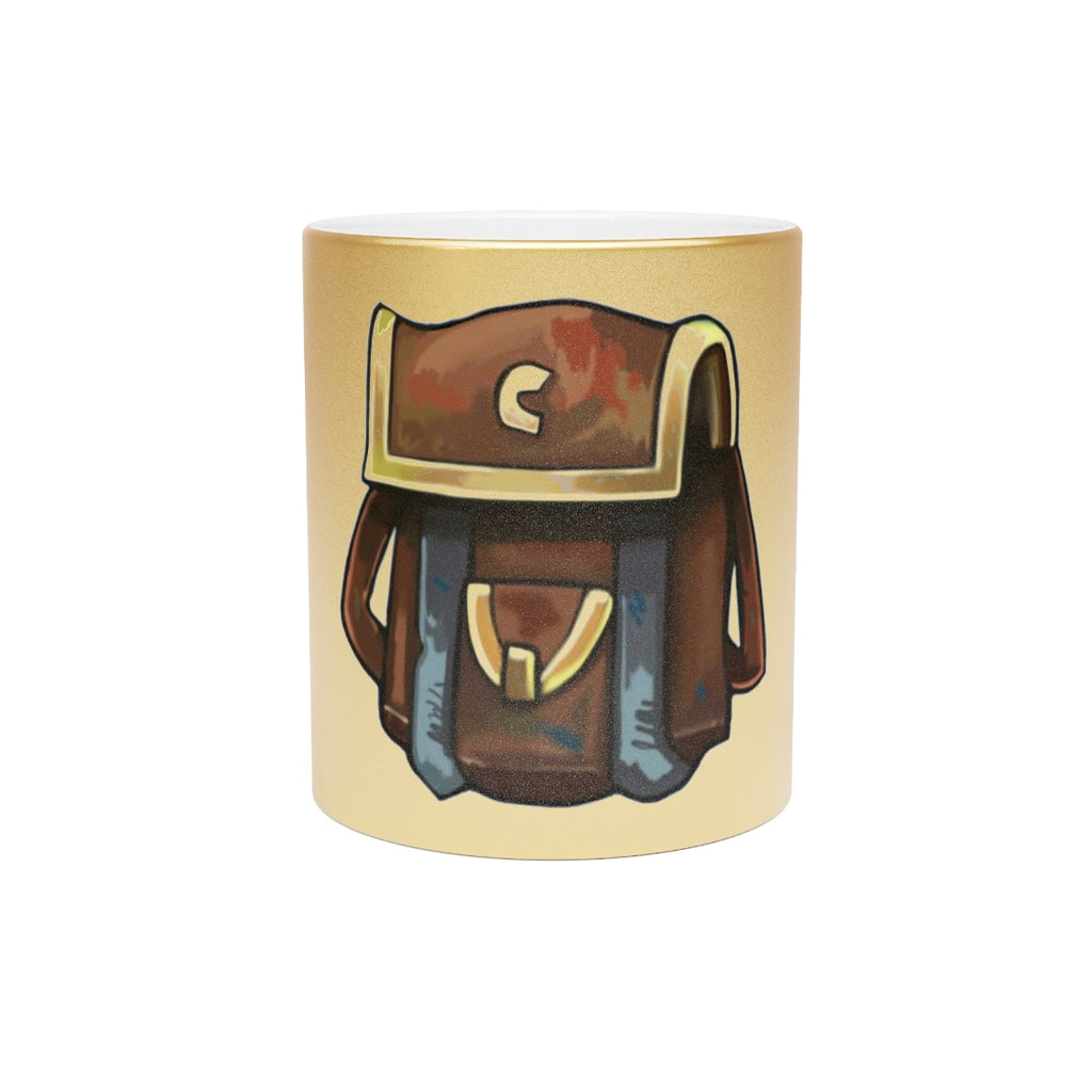 Brown Bag Metallic Mug in Silver and Gold finishes, showcasing personalized designs and a comfortable C-handle.