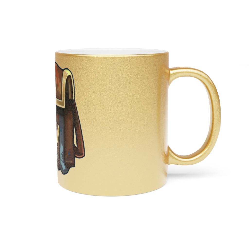 Brown Bag Metallic Mug in Silver and Gold finishes, showcasing personalized designs and a comfortable C-handle.