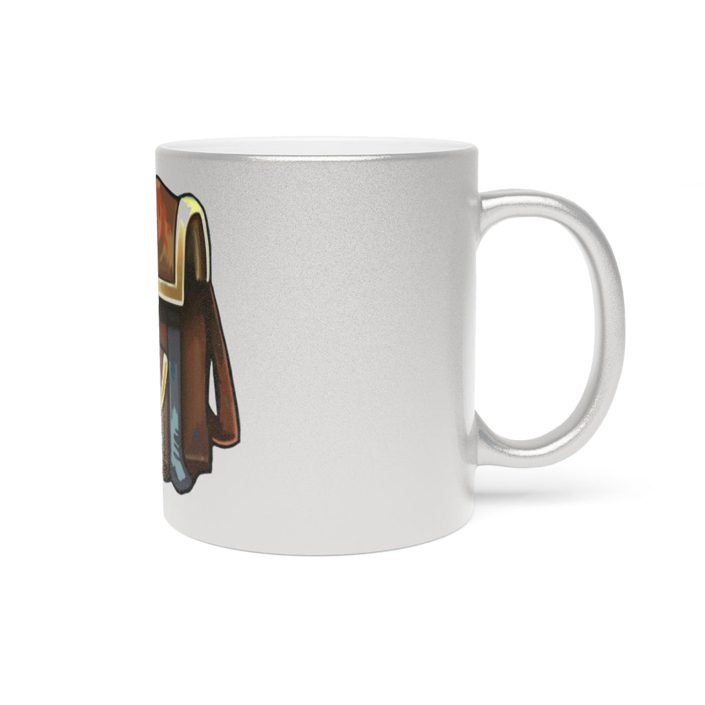 Brown Bag Metallic Mug in Silver and Gold finishes, showcasing personalized designs and a comfortable C-handle.