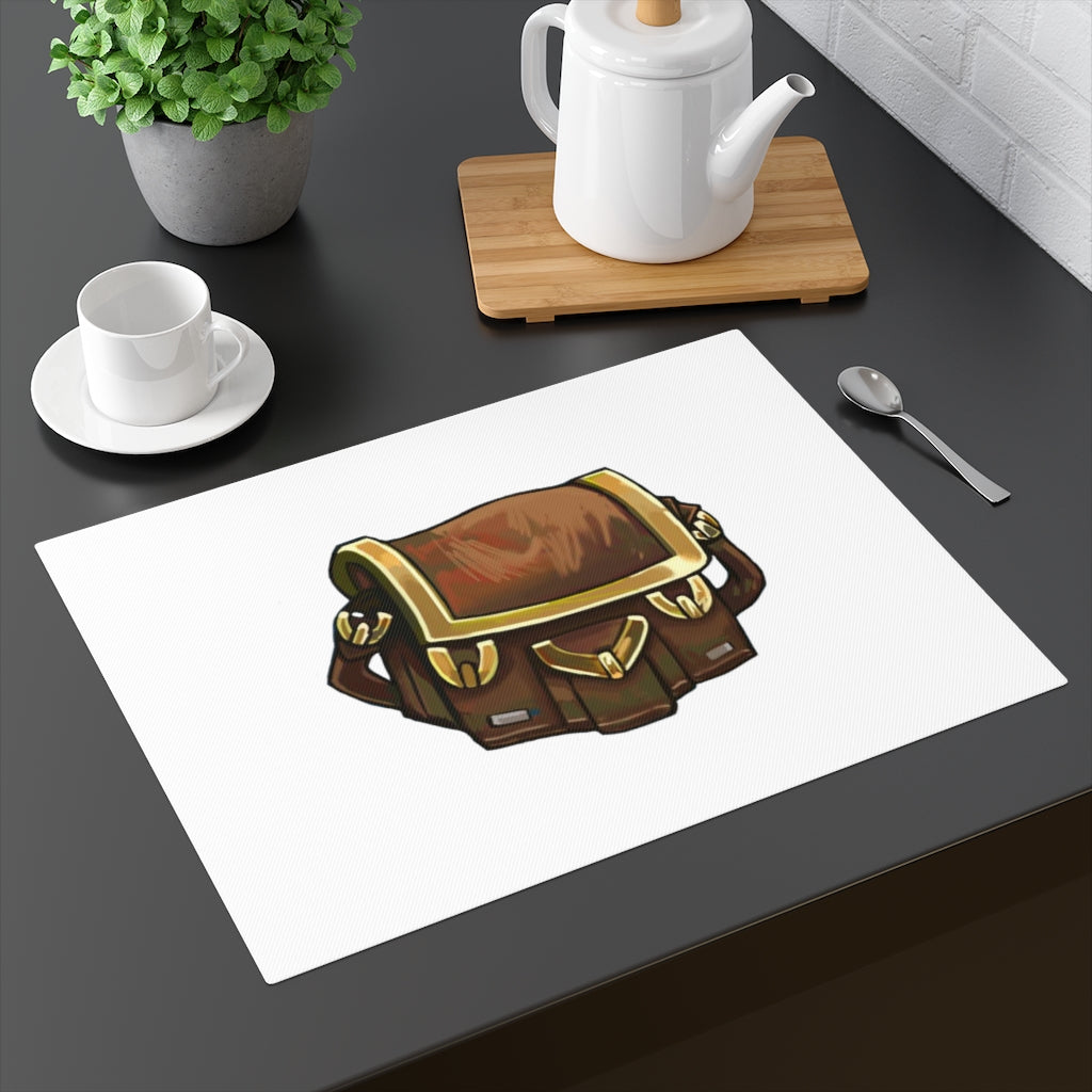 Brown Bag Placemat made of durable cotton, featuring a unique design with a one-sided print area and natural back, perfect for dining tables.