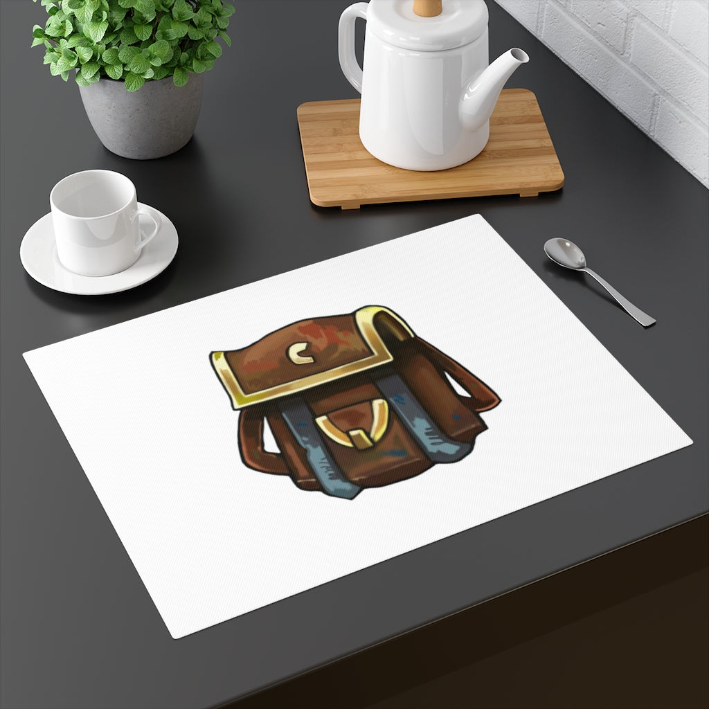 Brown Bag Placemat featuring a unique design, made from durable cotton, with a one-sided print and natural back, measuring 18" × 14".