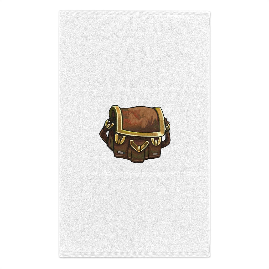 Brown Bag Rally Towel measuring 11x18 inches, featuring a soft polyester front and absorbent cotton backing, ideal for personalization.