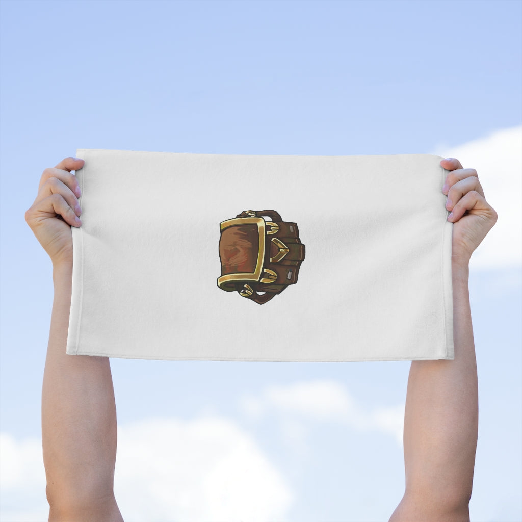 Brown Bag Rally Towel measuring 11x18 inches, featuring a soft polyester front and absorbent cotton backing, ideal for personalization.