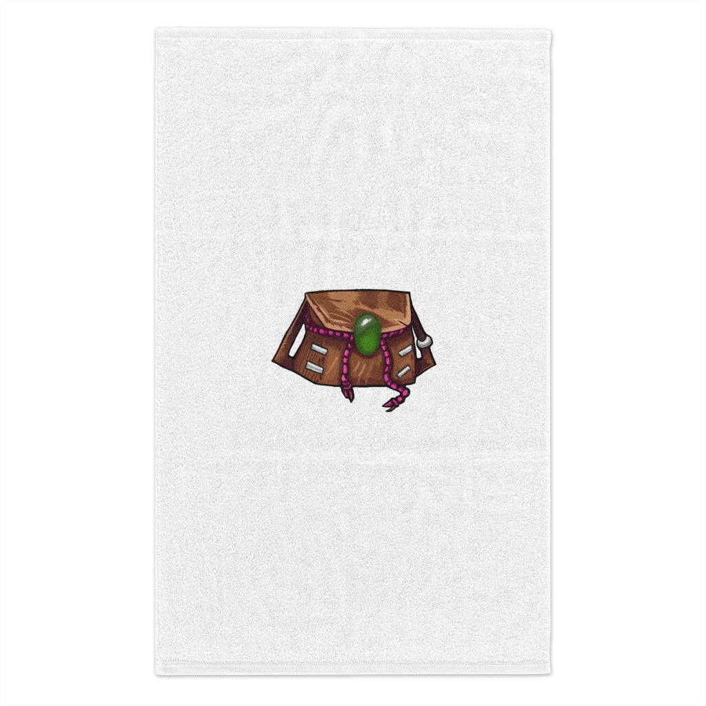 Brown Bag Rally Towel measuring 11x18 inches, featuring a soft cotton loop backing and a printed mink polyester front.