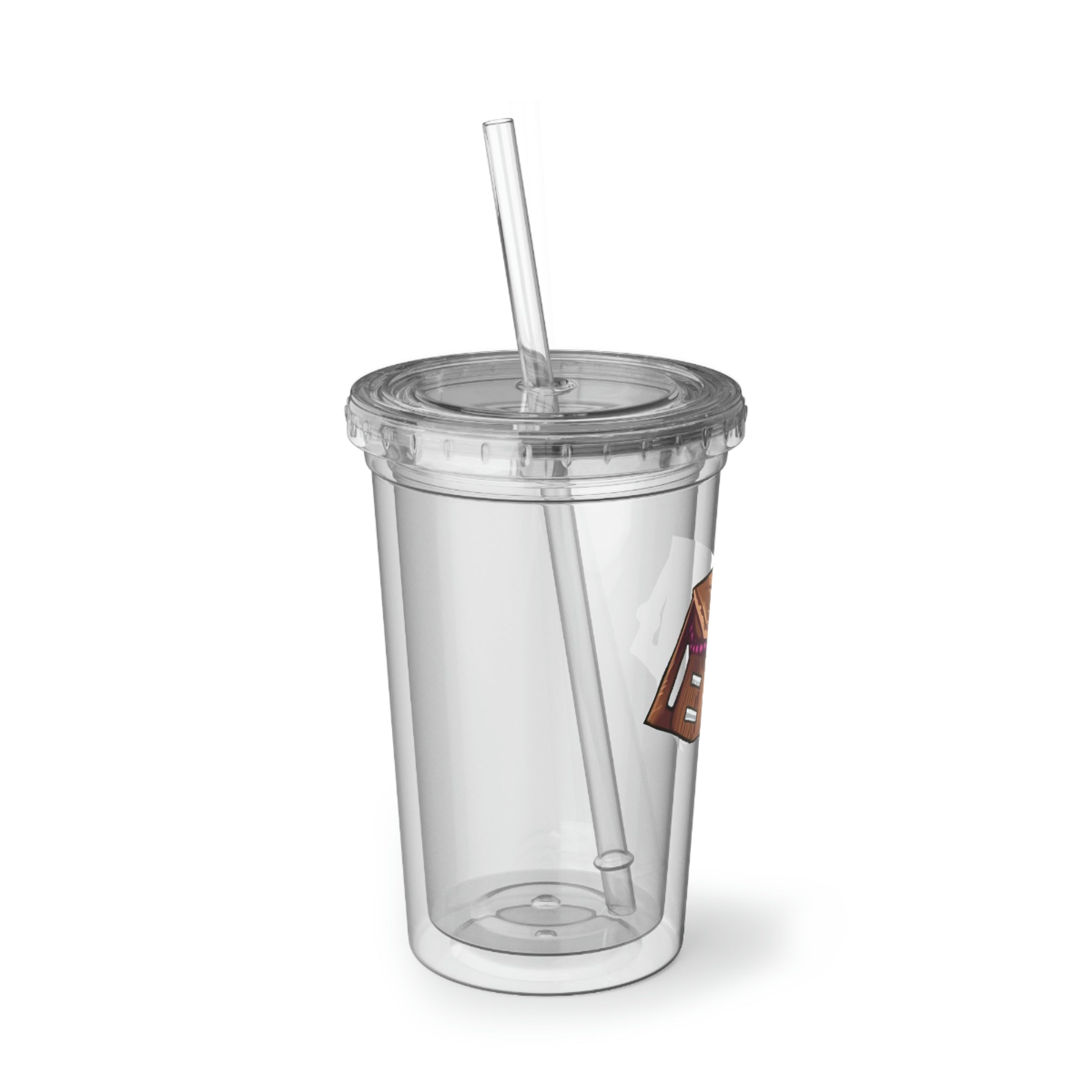 Brown Bag Suave Acrylic Cup with double-wall insulation, featuring a customizable design and a straw, ideal for hot and cold beverages.