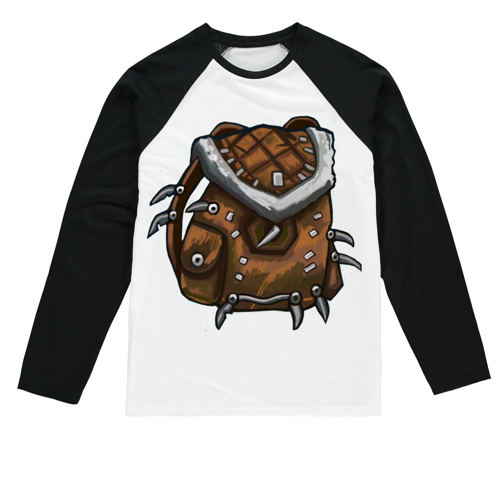 Brown Bag Sublimation Baseball Long Sleeve T-Shirt featuring long sleeves, crew neck, and mixed fabric for comfort and durability.