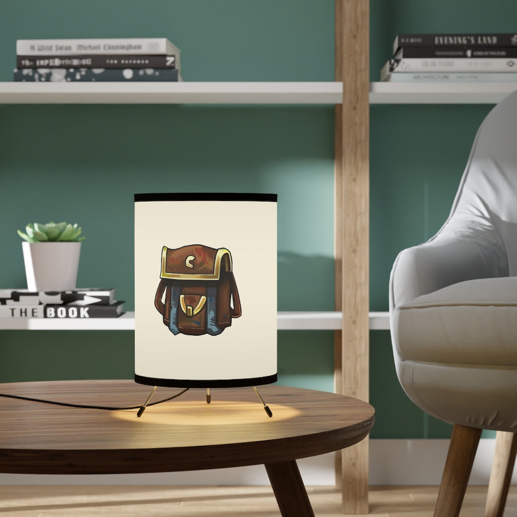 Brown Bag Tripod Lamp featuring a custom high-resolution printed shade and a sturdy galvanized steel tripod base, designed for US and CA plugs.