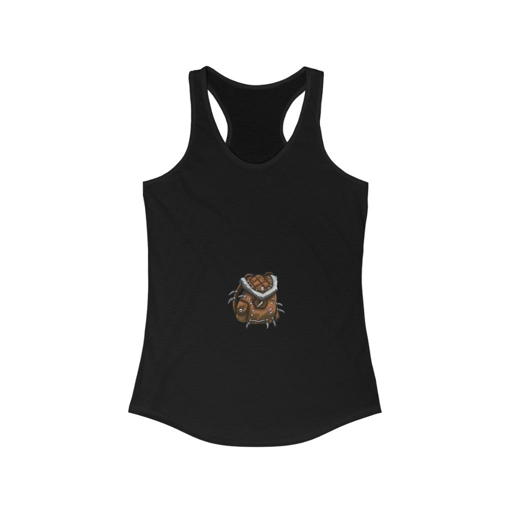 Brown Bag Women's Ideal Racerback Tank in a stylish slim fit, showcasing a racerback design and high-quality print.