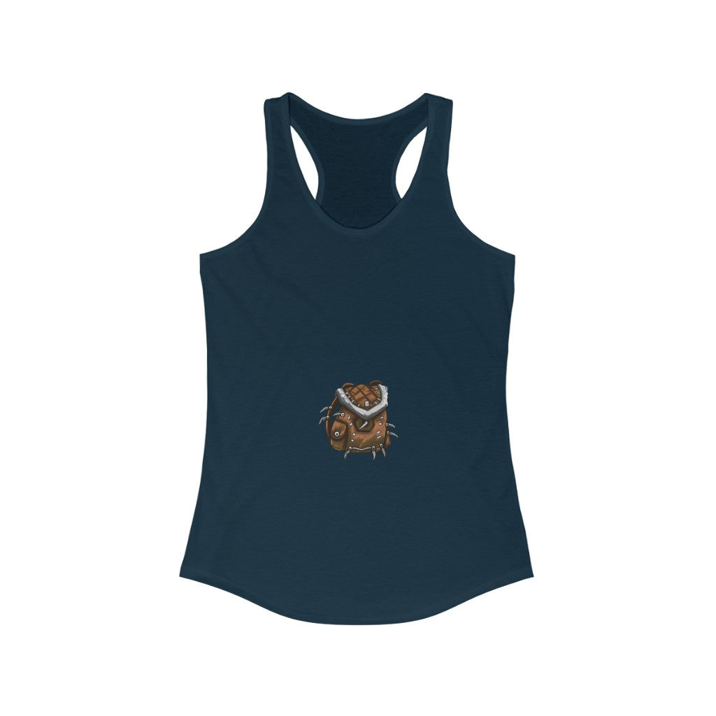 Brown Bag Women's Ideal Racerback Tank in a stylish slim fit, showcasing a racerback design and high-quality print.