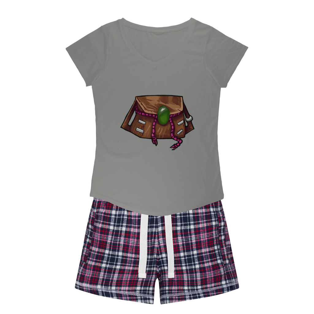 Brown Bag Women's Sleepy Tee and Flannel Short set featuring a relaxed fit T-shirt and vibrant flannel shorts, perfect for cozy nights.