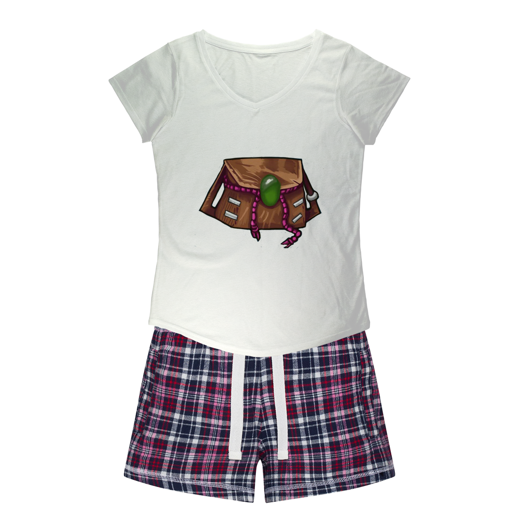 Brown Bag Women's Sleepy Tee and Flannel Short set featuring a relaxed fit T-shirt and vibrant flannel shorts, perfect for cozy nights.