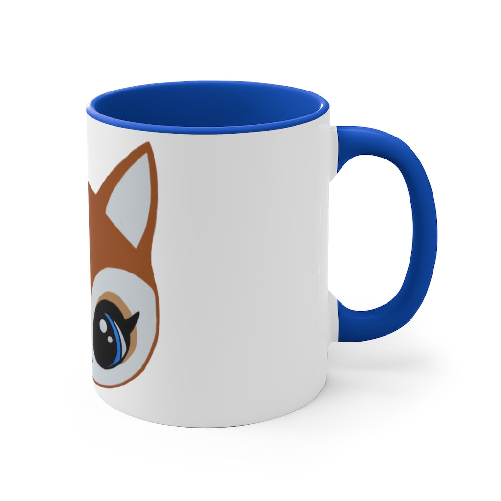 Brown Deer Head 11oz Accent Mug with colored interior and handle, showcasing a personalized design.