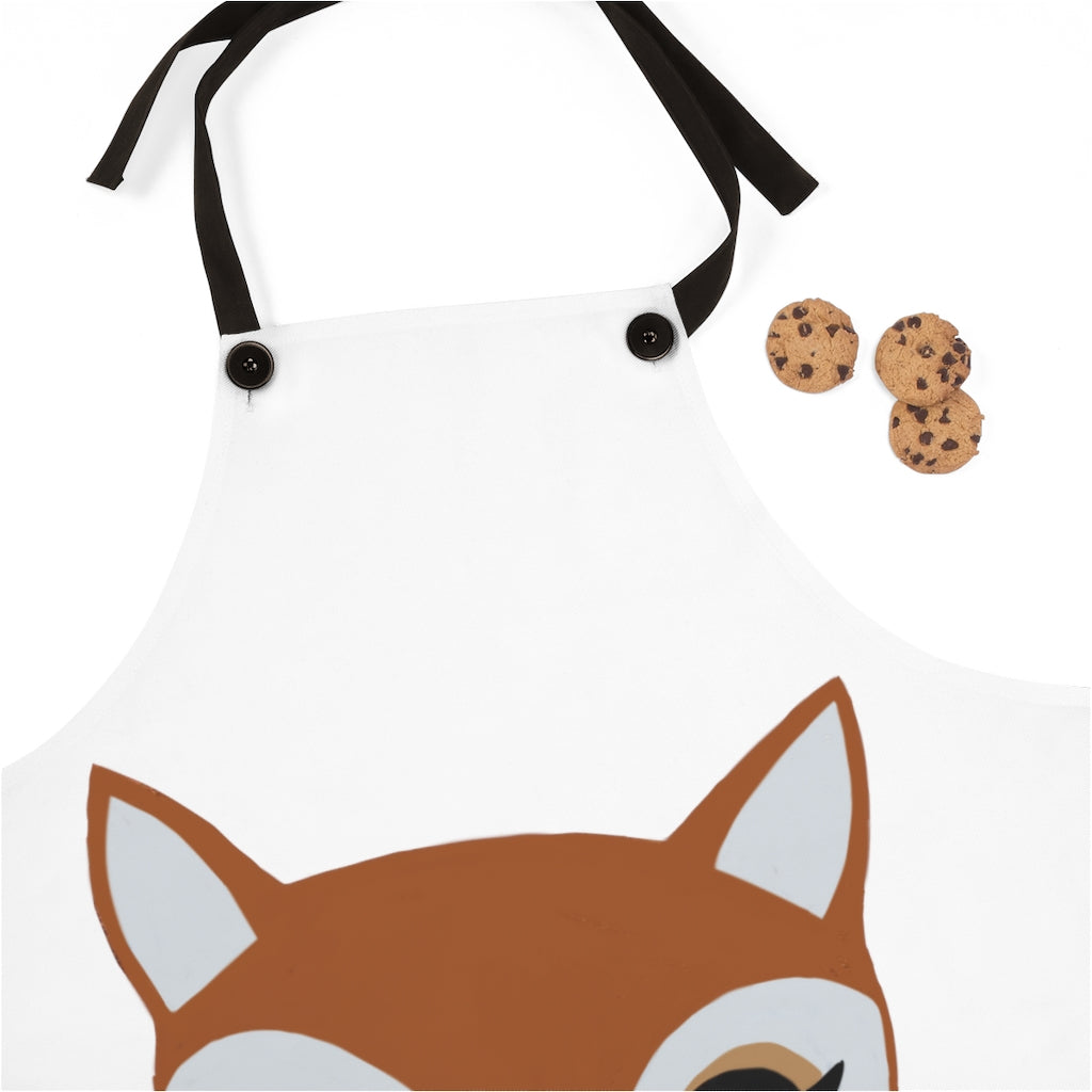 Brown Deer Head Apron featuring a stylish deer head graphic and black detachable twill straps, perfect for cooking.