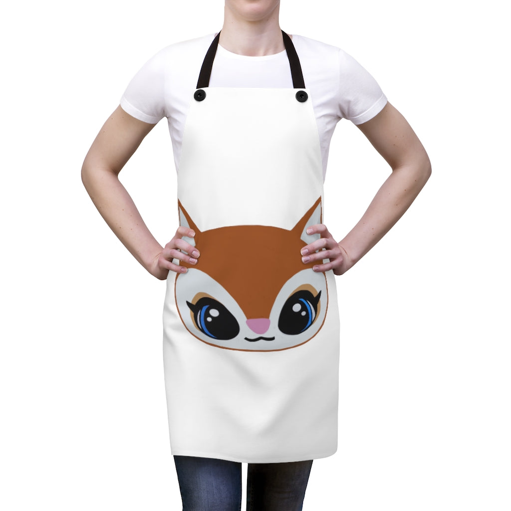 Brown Deer Head Apron featuring a stylish deer head graphic and black detachable twill straps, perfect for cooking.