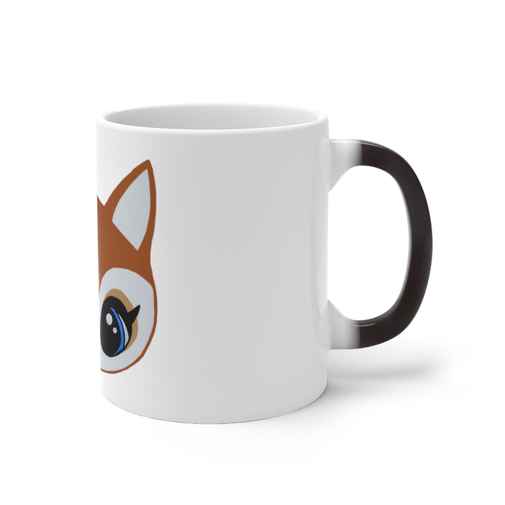 A whimsical brown deer head color changing mug, showcasing its unique design and color transformation when filled with hot liquid.