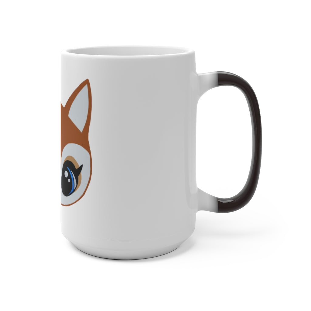 A whimsical brown deer head color changing mug, showcasing its unique design and color transformation when filled with hot liquid.