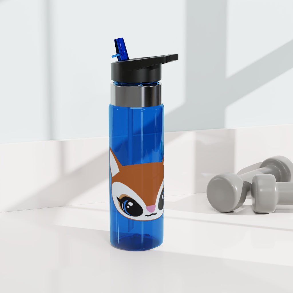 Brown Deer Head Kensington Tritan™ Sport Bottle, 20oz with a stylish deer design and carabiner hook for easy attachment.