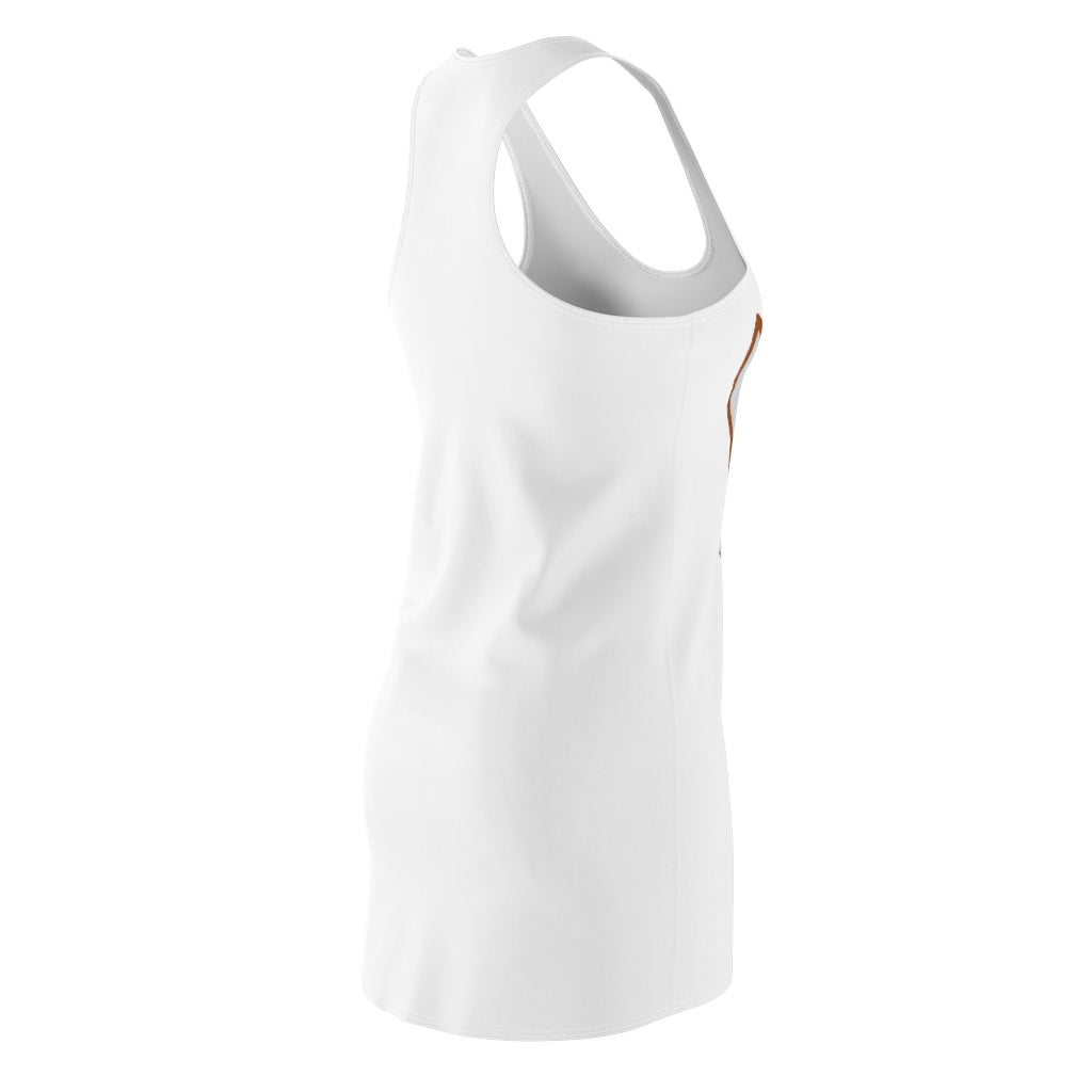 Brown Deer Head Women's Cut & Sew Racerback Dress featuring a unique deer head print and sporty fit, perfect for casual outings.