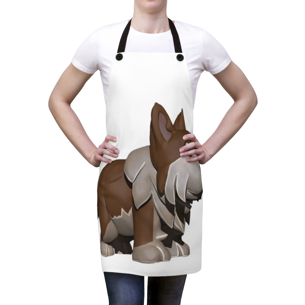 Brown Dog Apron made of lightweight polyester with black detachable twill straps, perfect for cooking.