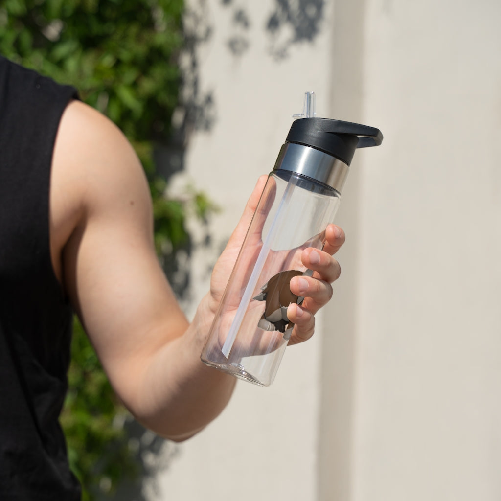 Brown Dog Kensington Tritan™ Sport Bottle in a stylish design, featuring a screw-on lid, straw, and carabiner hook, perfect for hydration on the go.