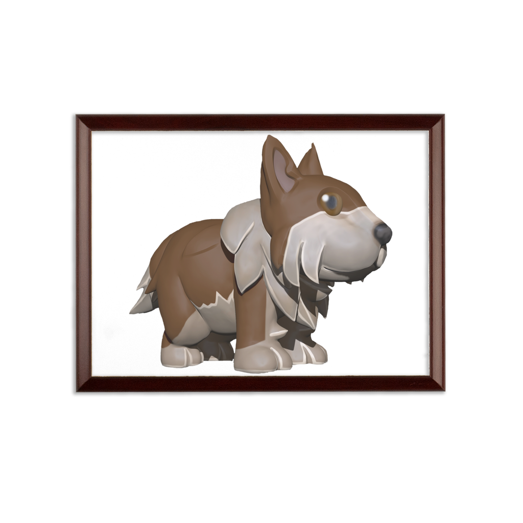 Brown Dog Sublimation Wall Plaque with ogee shaped edge and white printable surface.