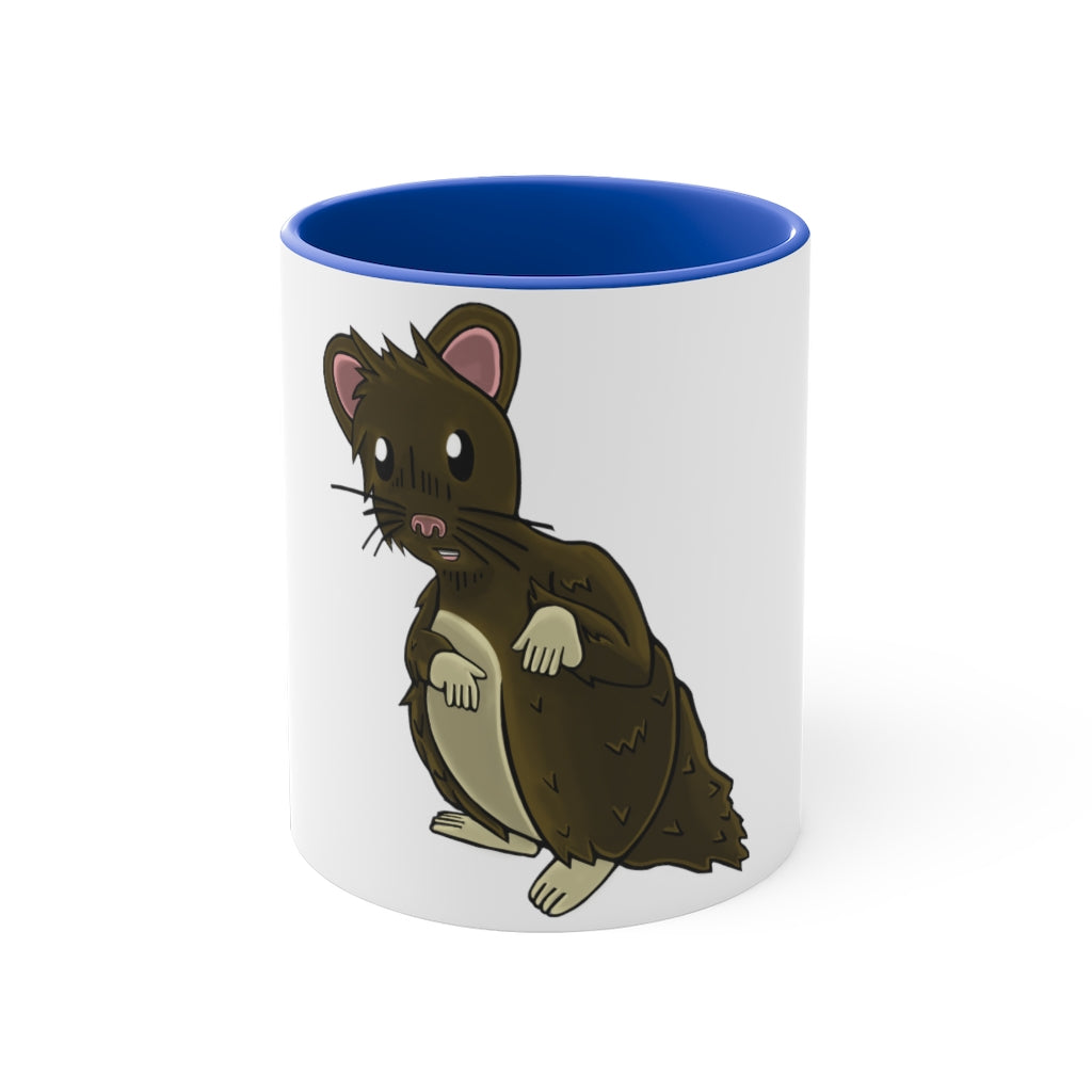 Brown Hamster 11oz Accent Mug featuring a white ceramic body with a colored interior and handle, perfect for personalized designs.