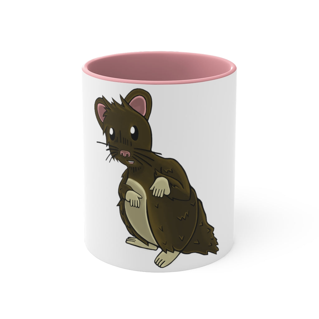 Brown Hamster 11oz Accent Mug featuring a white ceramic body with a colored interior and handle, perfect for personalized designs.