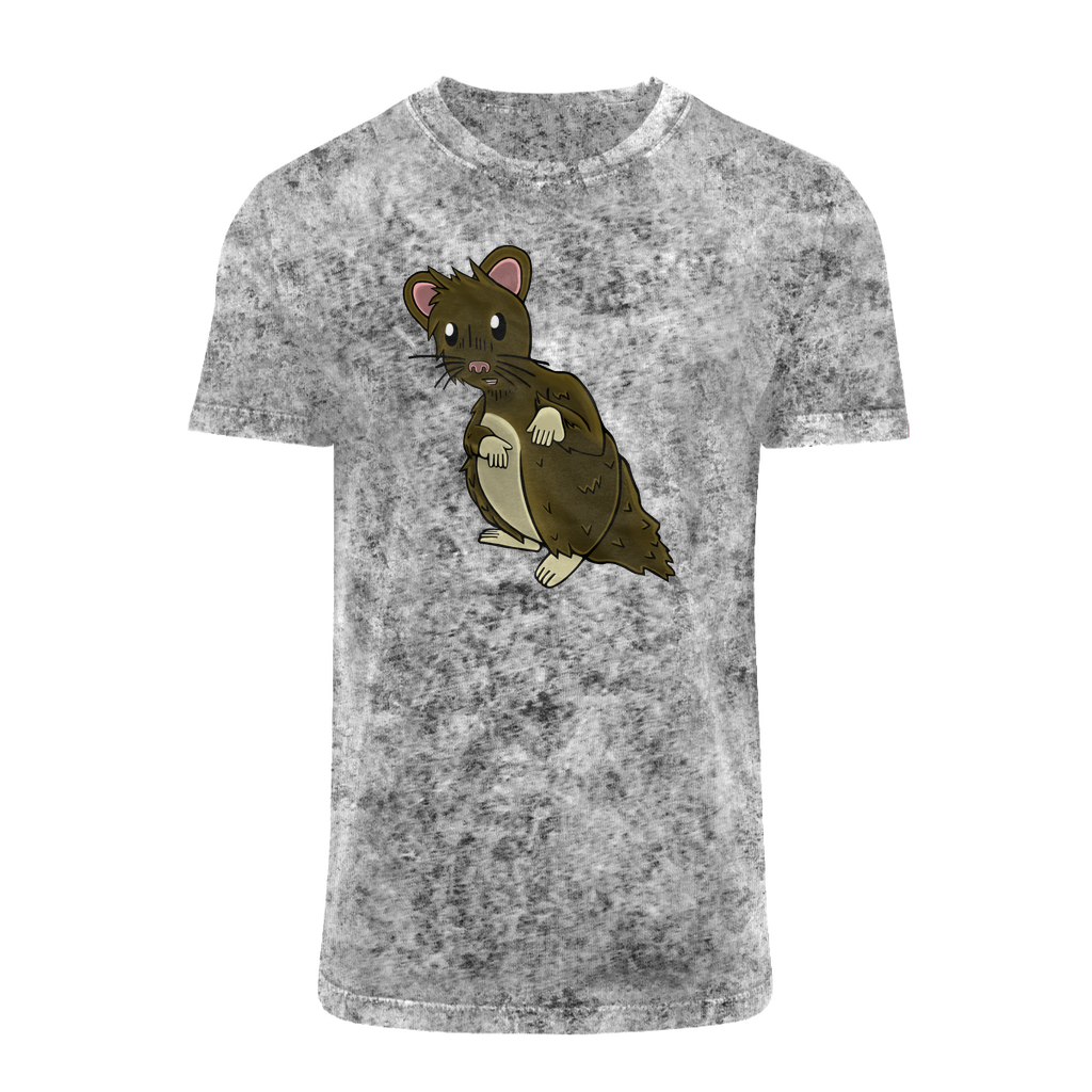 Brown Hamster Acid Washed T-Shirt featuring a classic crew neck and unique batik look.