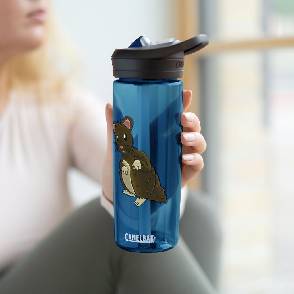 Brown Hamster CamelBak Eddy® Water Bottle in 20oz and 25oz sizes, showcasing its durable design and spill-proof features.