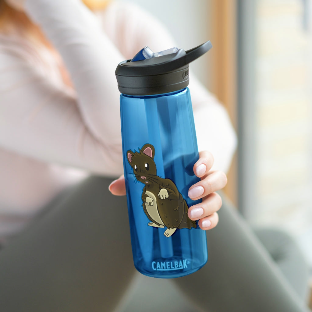 Brown Hamster CamelBak Eddy® Water Bottle in 20oz and 25oz sizes, showcasing its durable design and spill-proof features.