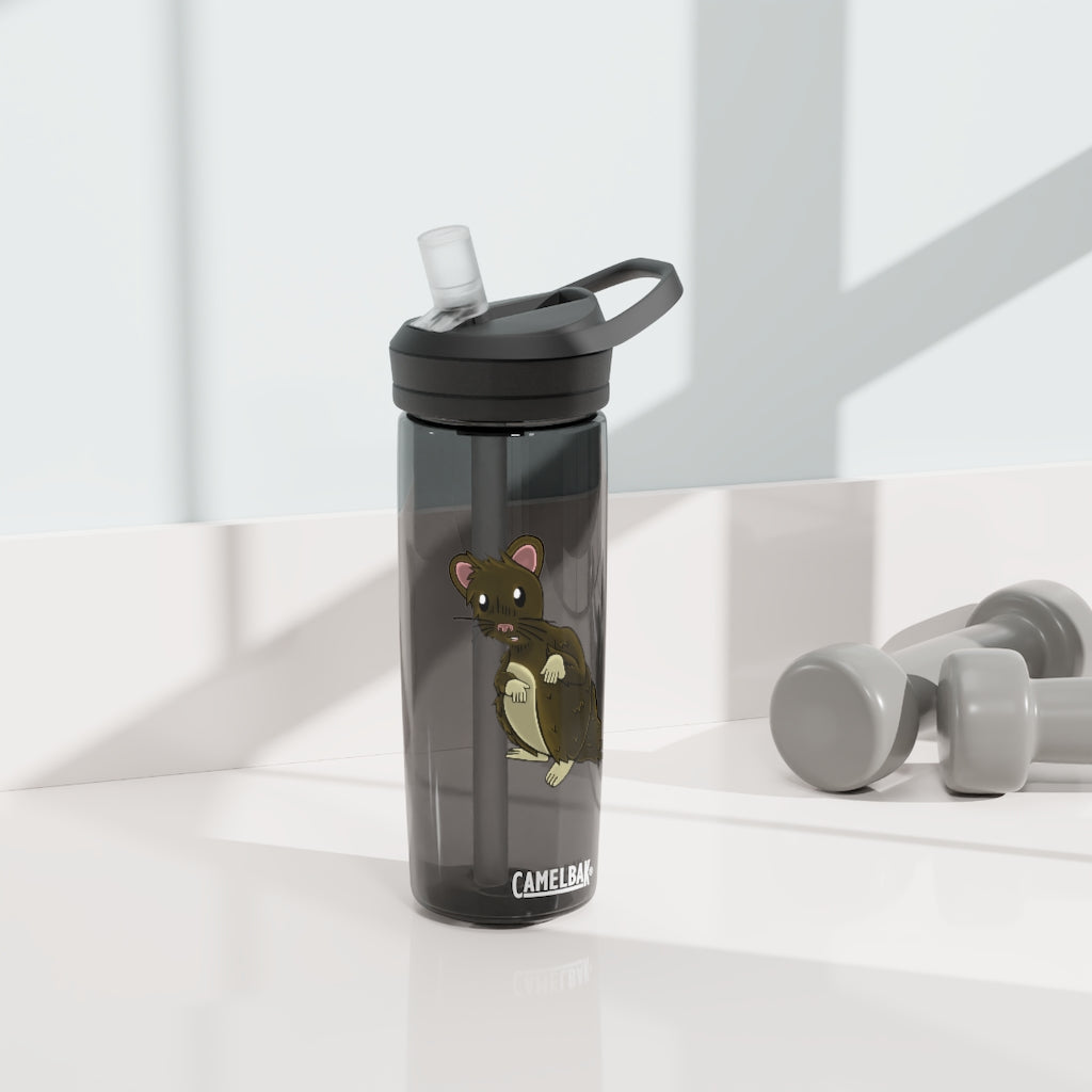 Brown Hamster CamelBak Eddy® Water Bottle in 20oz and 25oz sizes, showcasing its durable design and spill-proof features.