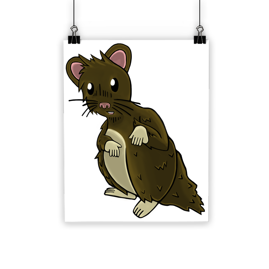 A vibrant Brown Hamster Classic Poster featuring a cute hamster design, printed on semi-gloss paper with bright colors.