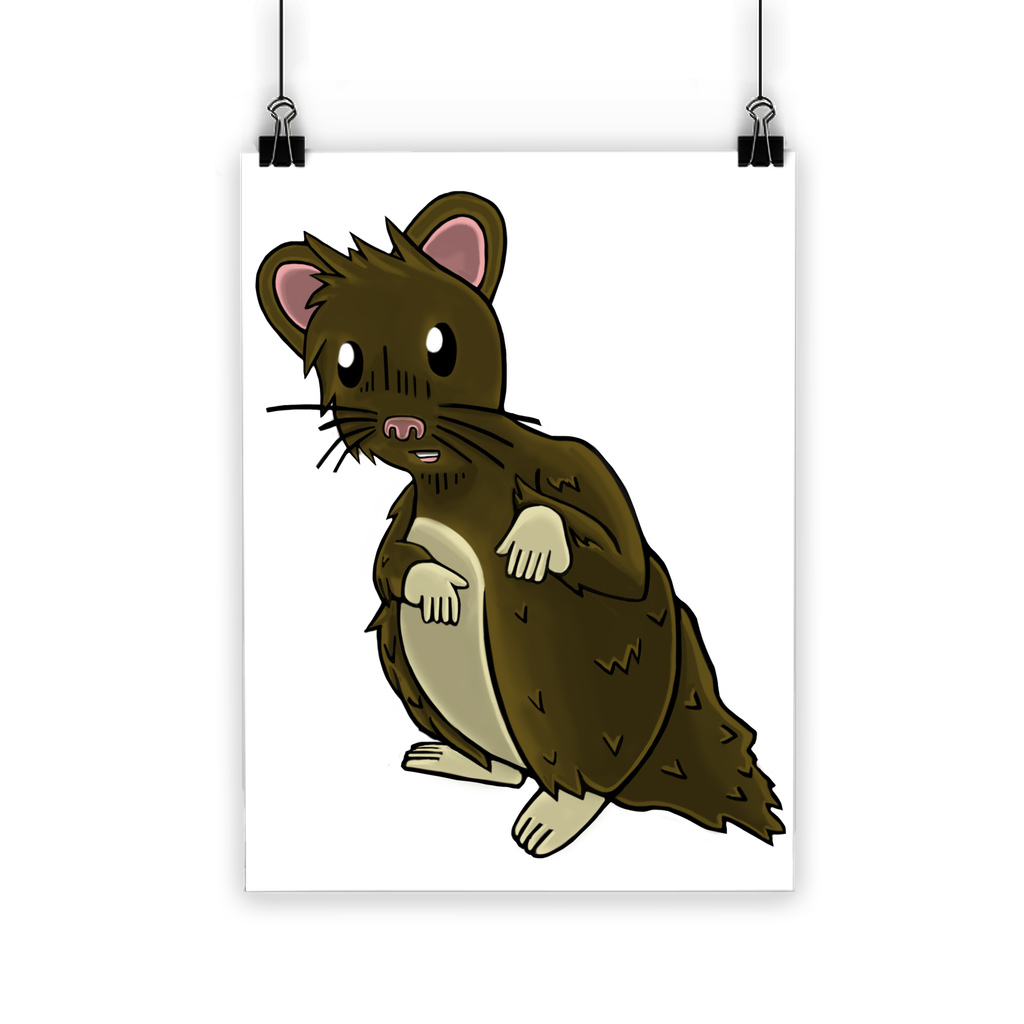 A vibrant Brown Hamster Classic Poster featuring a cute hamster design, printed on semi-gloss paper with bright colors.