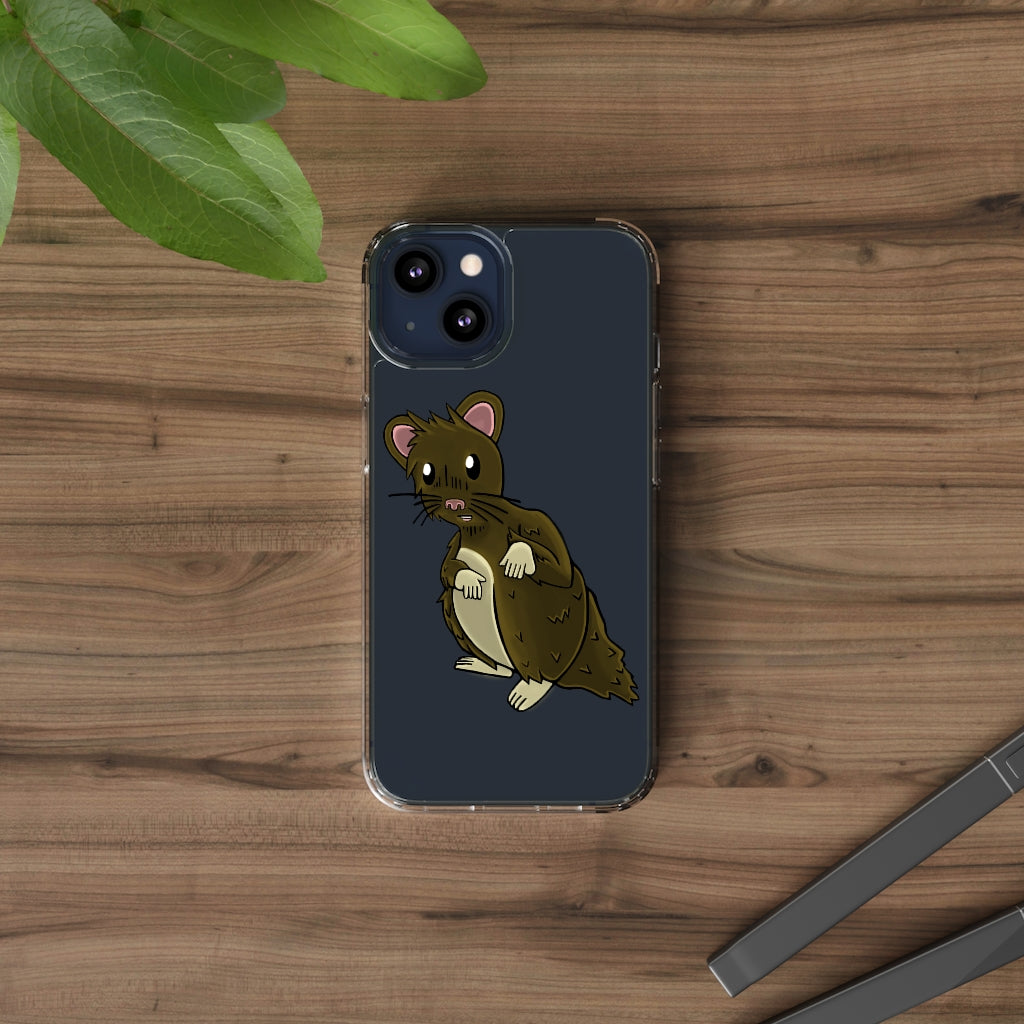 Brown Hamster Clear Case showcasing a stylish design with a slim profile, perfect for protecting smartphones.