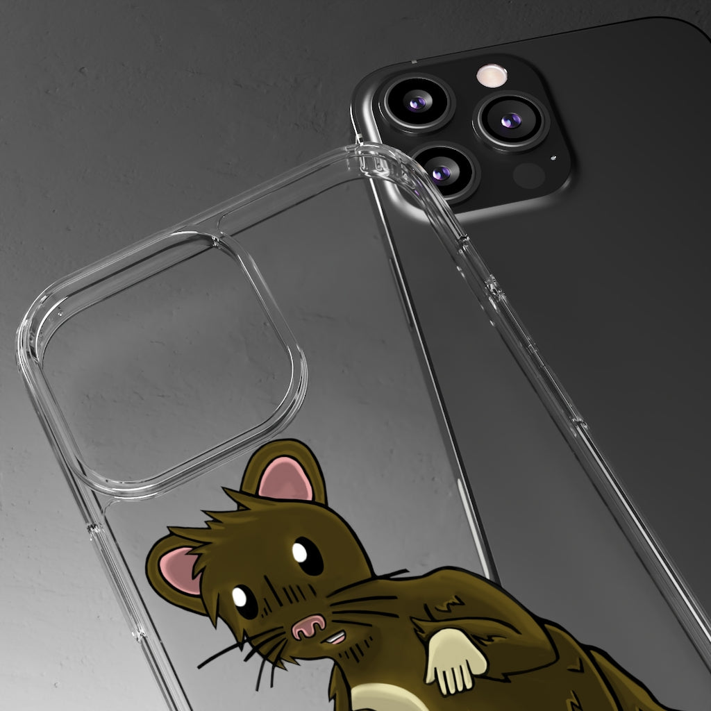 Brown Hamster Clear Case showcasing a stylish design with a slim profile, perfect for protecting smartphones.