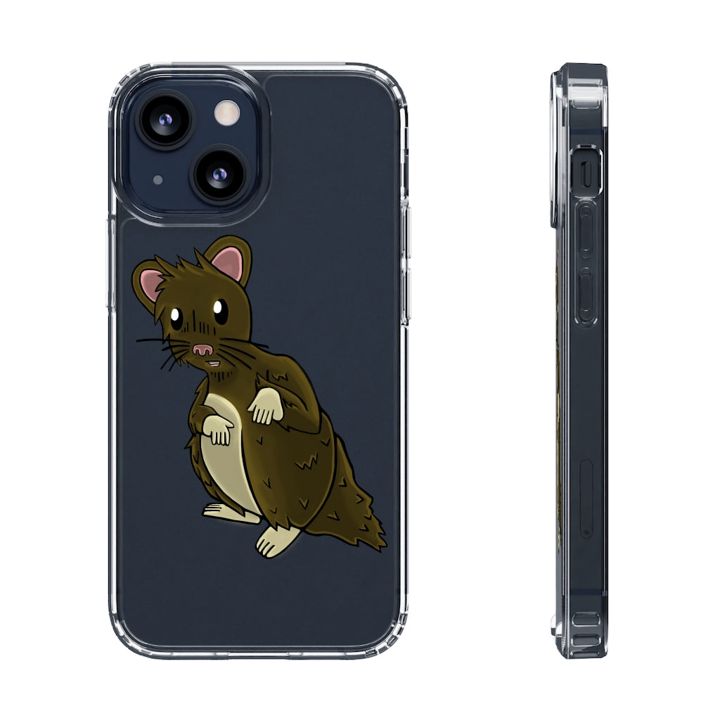 Brown Hamster Clear Case showcasing a stylish design with a slim profile, perfect for protecting smartphones.