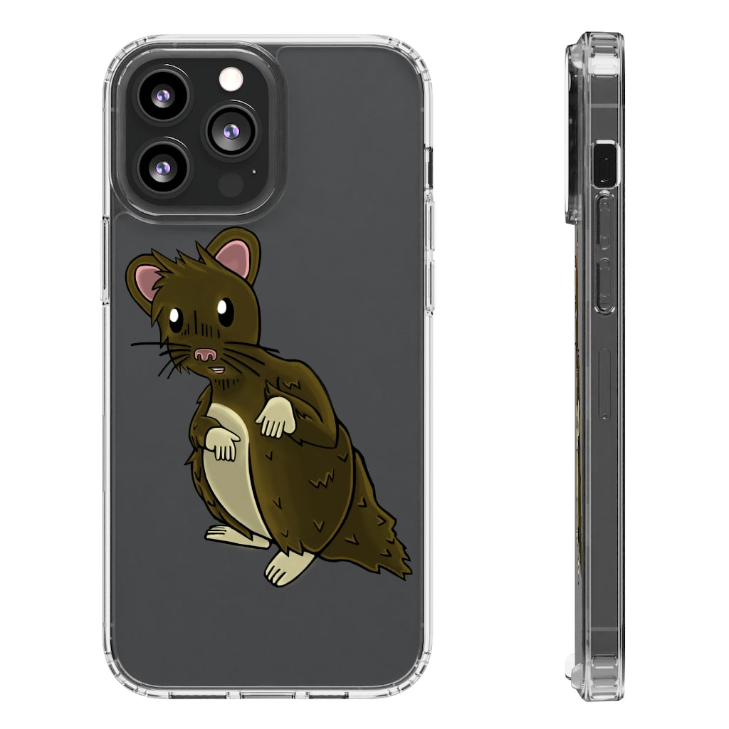 Brown Hamster Clear Case showcasing a stylish design with a slim profile, perfect for protecting smartphones.