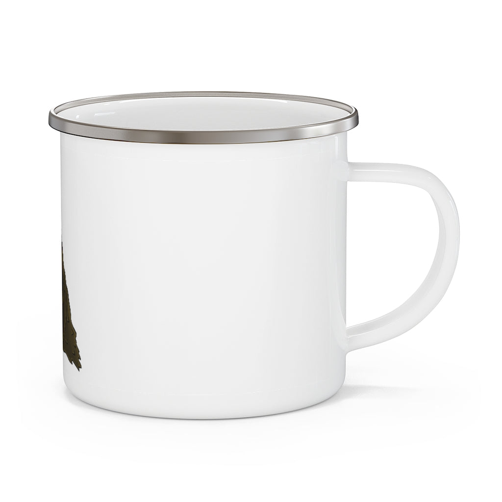 Brown Hamster Enamel Camping Mug with a whimsical design, perfect for outdoor adventures and personalized printing.