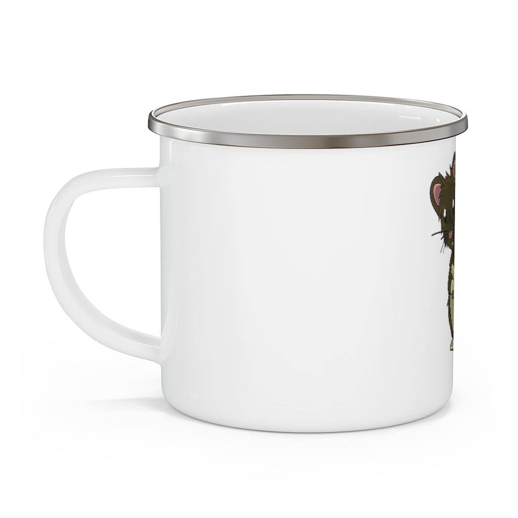 Brown Hamster Enamel Camping Mug with a whimsical design, perfect for outdoor adventures and personalized printing.