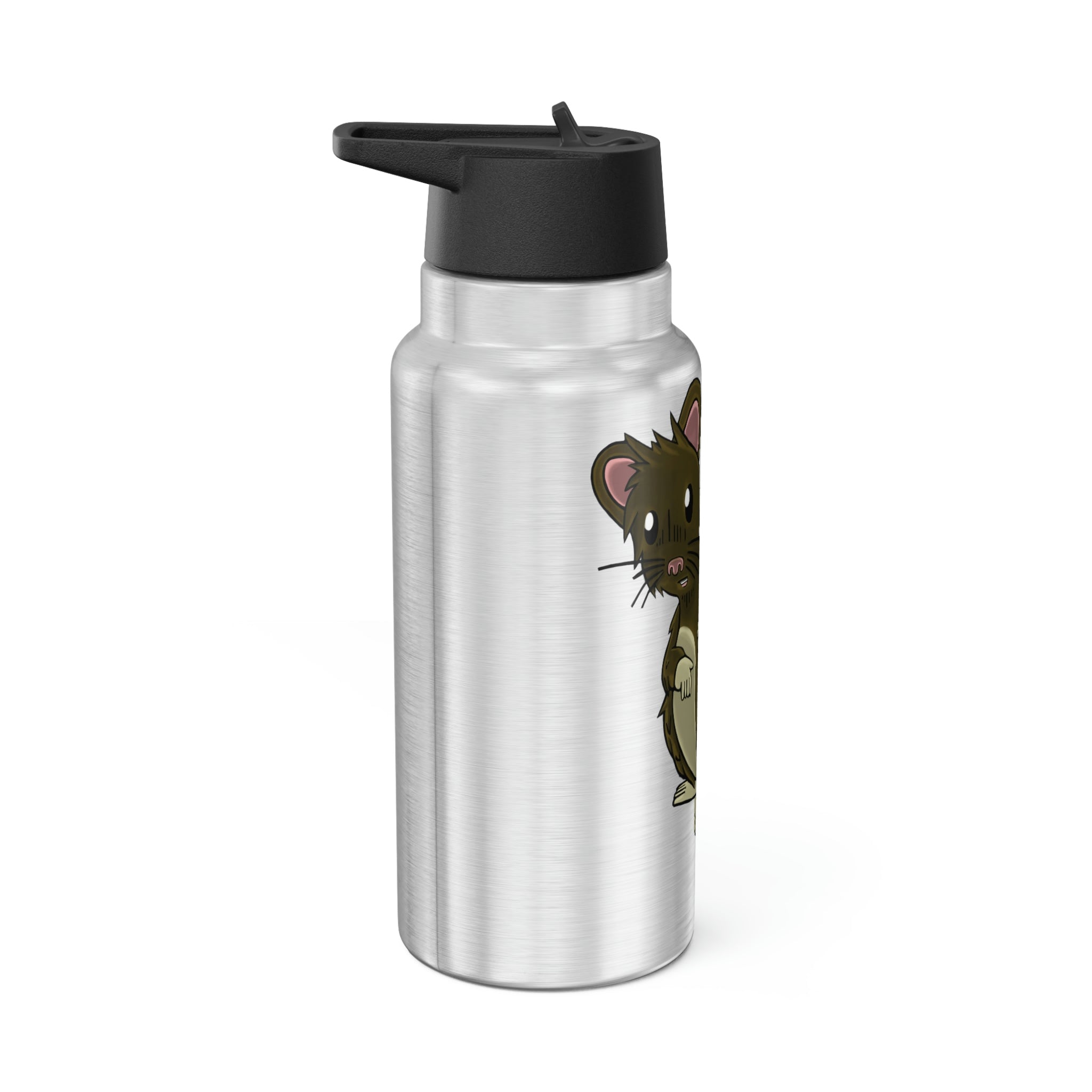 Brown Hamster Gator Tumbler, 32oz, stainless steel with a black cap and straw, showcasing a customizable design.