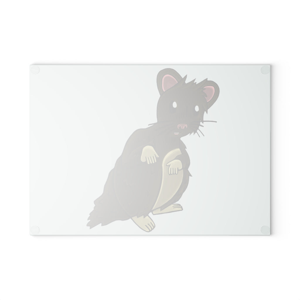 Brown Hamster Glass Cutting Board with textured surface and rubber dots for stability, available in two sizes.