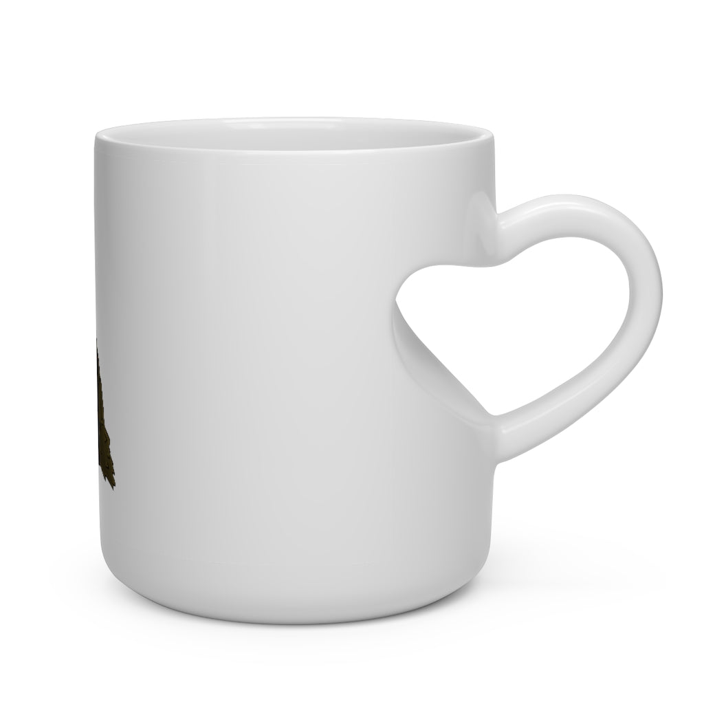 A charming Brown Hamster Heart Shape Mug with a heart-shaped handle, perfect for hot beverages.