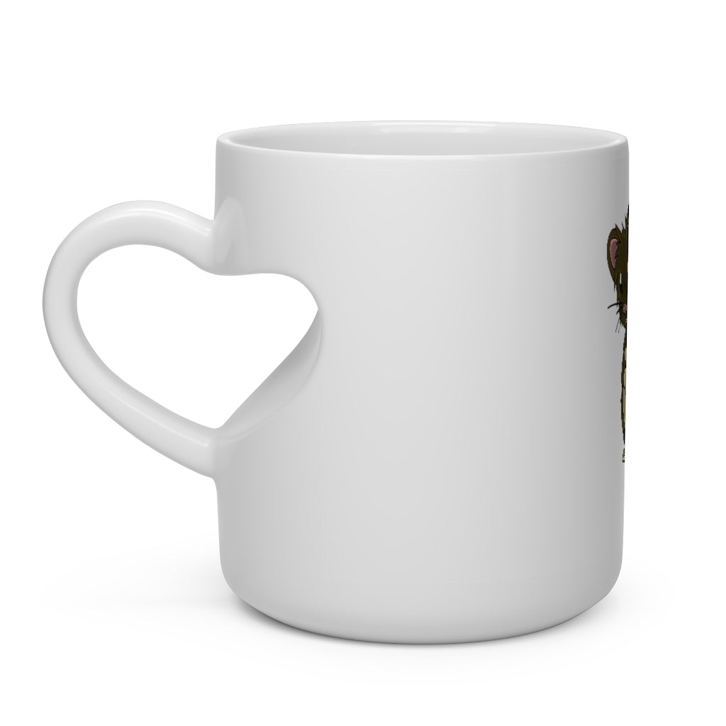 A charming Brown Hamster Heart Shape Mug with a heart-shaped handle, perfect for hot beverages.