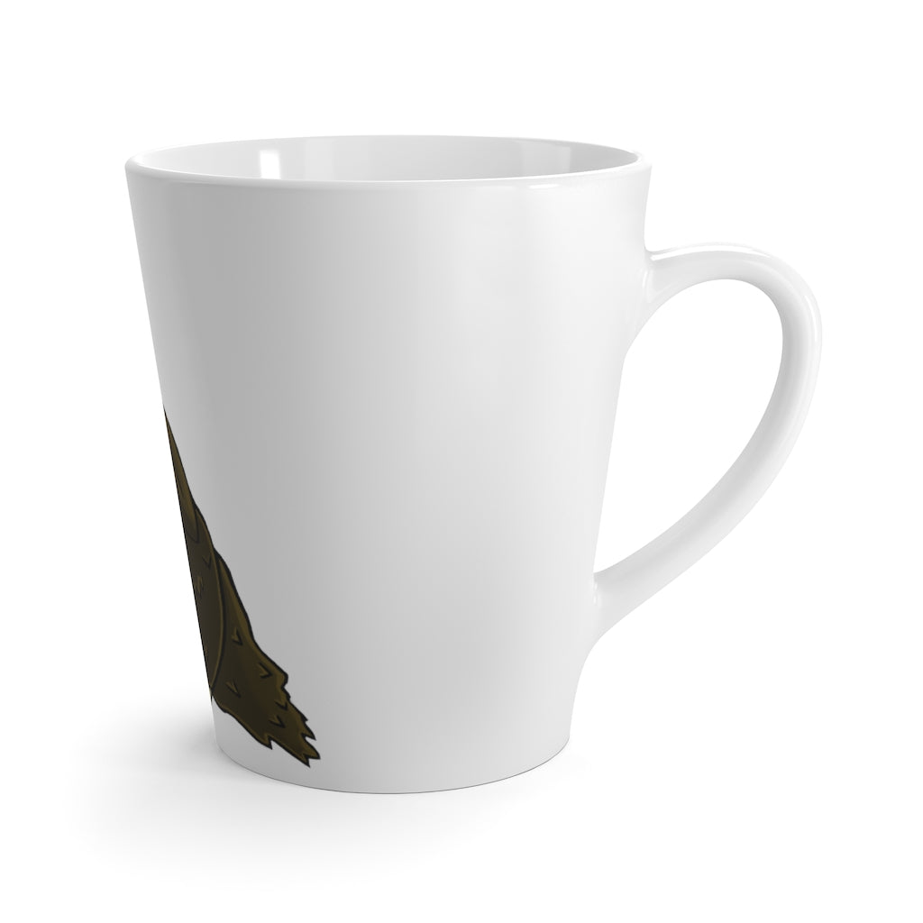 A white ceramic latte mug featuring a cute brown hamster design, perfect for coffee lovers.