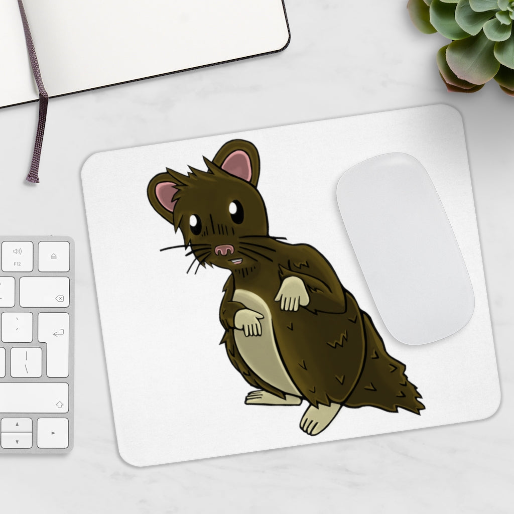 Brown Hamster Mouse Pad featuring a cute hamster design on a smooth surface, ideal for enhancing desk aesthetics.