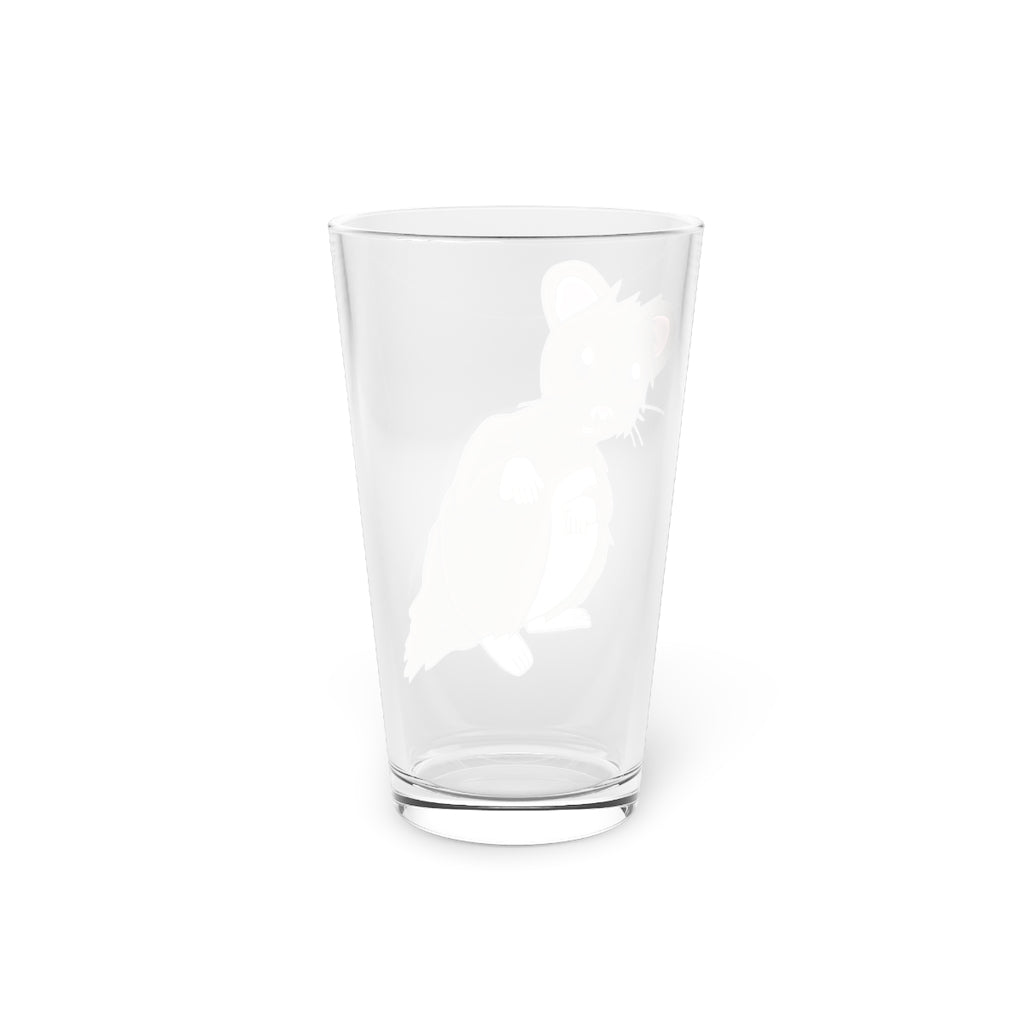 A clear 16oz pint glass featuring a brown hamster design, perfect for personalized beverages.