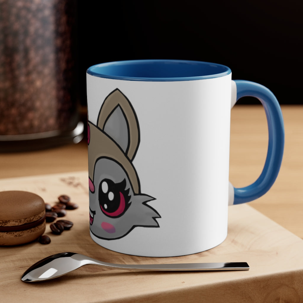 Brown Kitty Accent Coffee Mug with C-handle and colorful interior, perfect for coffee lovers.