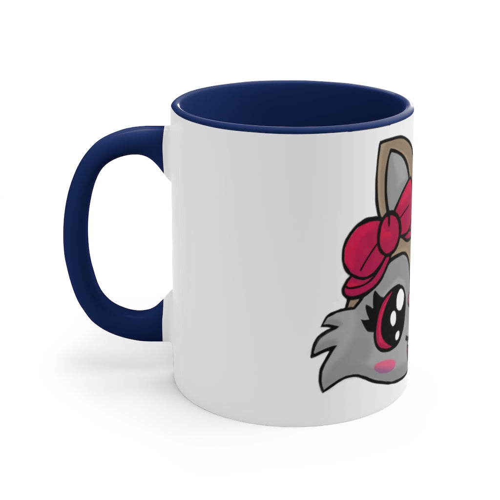 Brown Kitty Accent Coffee Mug with C-handle and colorful interior, perfect for coffee lovers.