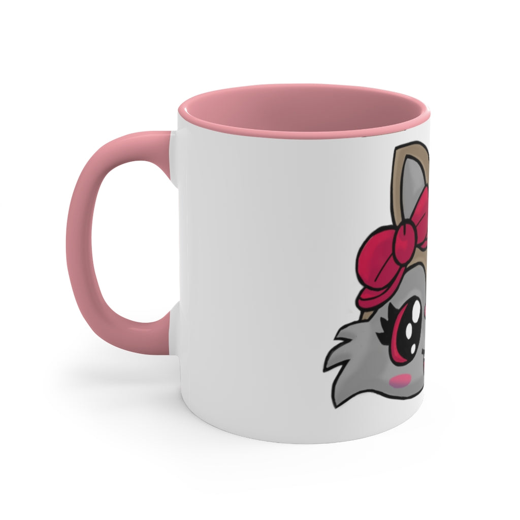 Brown Kitty Accent Coffee Mug with C-handle and colorful interior, perfect for coffee lovers.